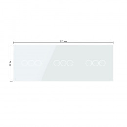 Панель для трех сенсорных выключателей Livolo, 9 клавиш (3+3+3), цвет белый, стекло