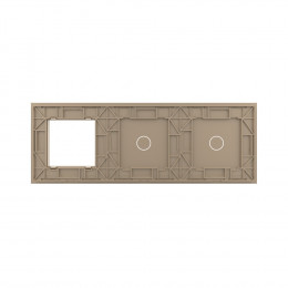 Панель тройная: 1 выключатель + 1 выключатель + 1 розетка Золотая