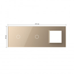 Панель тройная: 1 выключатель + 1 выключатель + 1 розетка Золотая
