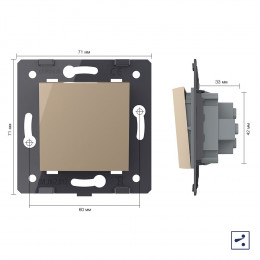 Одноклавишный простой и проходной механический выключатель Livolo, цвет золотой (механизм), VL-C7-K1S-13
