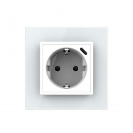 Розетка электрическая + USB type-C с блоком питания 18W Livolo 1 пост Белая VL-C7CTF16A.UC18W-2WP