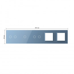 Панель для 3-х сенсорных выключателей и 2-х розеток Livolo, 5 клавиш (2+1+2), цвет синий, стекло