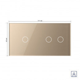 Сенсорный выключатель Livolo с функцией радиоуправления, 3 клавиши (1-2), 2 поста, цвет золотой