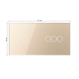Панель для двух сенсорных выключателей Livolo, 4 клавиши (1+3), цвет шампань, стекло