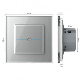 Сенсорный выключатель Livolo Quadro 1 клавиша 1 пост Серый VL-Q701-15