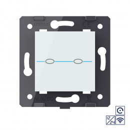 Двухклавишная сенсорная кнопка Livolo Quadro 12/24В с функцией радиоуправления, цвет белый (механизм) VL-Q7-02CHR-11