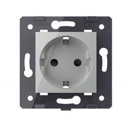 Розетка электрическая с заземлением защитными шторками 16A Livolo, зажимы, цвет серый (механизм) VL-FCTC16A-2IPS01