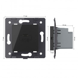 Розетка USB type C с блоком питания 45W Livolo, цвет черный (механизм) VL-FCUC-2BP