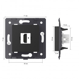 Розетка 1 пост HDMI 2.0 Livolo, цвет черный (механизм) VL-FCHD-2BP