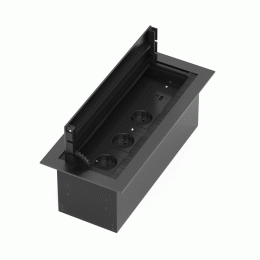 Настольный встраиваемый розеточный блок с откидной крышкой 8 мод. (4 мод. 45х45), черный DDSB8HLB