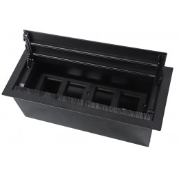 Настольный встраиваемый розеточный блок с откидной крышкой 8 мод. (4 мод. 45х45), черный DDSB8HLB