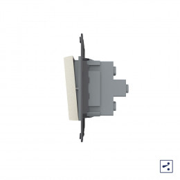 Двухклавишный простой и проходной механический выключатель Livolo, цвет жемчужный (механизм), VL-C7-K2S-14