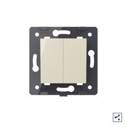 Двухклавишный простой и проходной механический выключатель Livolo, цвет жемчужный (механизм), VL-C7-K2S-14