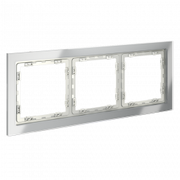 Рамка стеклянная VOLTUM S70 на 3 поста, (сталь, стекло) VLS110305