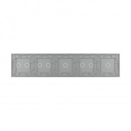 Панель для пяти сенсорных выключателей Livolo, 8 клавиш (1+2+1+2+2), цвет серый, стекло