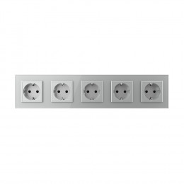 Розетка электрическая пять постов 220В LIVOLO серая VL-C7C5EU-15