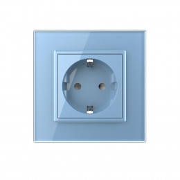 Розетка электрическая 16A Livolo, 1 пост, цвет синий