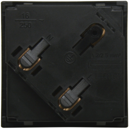 Розетка 2К+З нем.ст., 45 гр., с з/ш, черн. матовая (45х45мм), серия (тип) DF6 DF6D1ANM