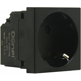 Розетка 2К+З нем.ст., 45 гр., с з/ш, черн. матовая (45х45мм), серия (тип) DF6 DF6D1ANM