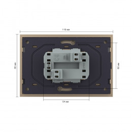 Розетка Livolo электрическая двойная 1 пост с заземлением, рамкой, защитными шторками 16A, цвет золотой VL-C7CTF16A.TF16A-AP