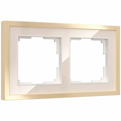 Купить Рамка из металла на 2 поста Baguette айвори/латунь в rum24.ru