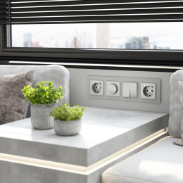 Рамка из стекла на 4 поста Senso серебряный soft-touch