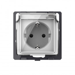 Розетка с заземлением защитными шторками водонепроницаемой крышкой LIVOLO белая VL-C7-C1EUWF-11  (механизм)