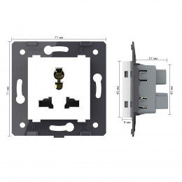 Розетка электрическая универсальная с заземлением защитными шторками 16A Livolo, цвет белый (механизм) аналог VL-C7-C1C-11 VL-FCT22 16A-2WP