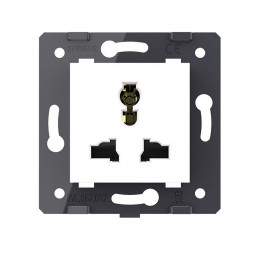 Розетка электрическая универсальная с заземлением защитными шторками 16A Livolo, цвет белый (механизм) аналог VL-C7-C1C-11 VL-FCT22 16A-2WP