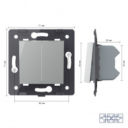 Одноклавишный перекрестный механический выключатель Livolo, цвет серый (механизм), VL-C7-K1SS-15