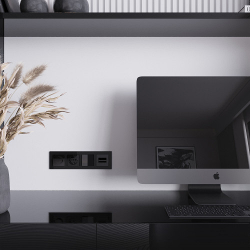 Купить Накладка для двойной розетки Еthernet RJ-45 (черный акрил) Werkel W1191148 в rum24.ru фото: 3