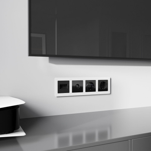 Купить Накладка для двойной розетки Еthernet RJ-45 (черный акрил) Werkel W1191148 в rum24.ru фото: 2