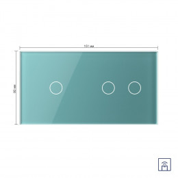 Сенсорный выключатель Livolo с функцией радиоуправления, 3 клавиши (1-2), 2 поста, цвет зеленый