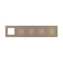 Панель для 4-х сенсорных выключателей и розетки Livolo, 4 клавиши (1+1+1+1), цвет золотой, стекло