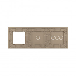 Панель для двух сенсорных выключателей и розетки Livolo, 4 клавиши (3+1), цвет золото, стекло