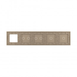 Панель для 4-х сенсорных выключателей и розетки Livolo, 6 клавиш (1+1+2+2), цвет золотой, стекло