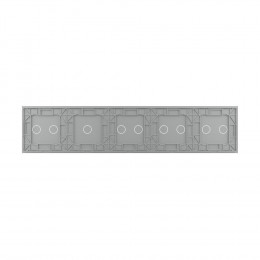 Панель для пяти сенсорных выключателей Livolo, 9 клавиш (2+2+2+1+2), цвет серый, стекло