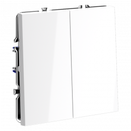 Выключатель с самовозвратом встраиваемый VOLTUM S70 двухклавишный (белый глянцевый) VLS020601