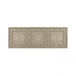 Панель для трех сенсорных выключателей Livolo, 5 клавиш (2+1+2), цвет шампань, стекло