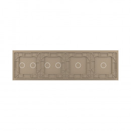 Панель для четырех сенсорных выключателей Livolo, 6 клавиш (1+1+2+2), цвет золотой, стекло