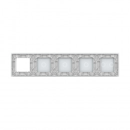 Панель для 4-х сенсорных выключателей и розетки Livolo, 5 клавиш (2+1+1+1), цвет белый, стекло