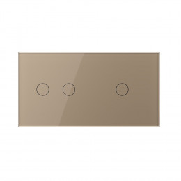 Сенсорный выключатель Livolo 3 клавиши (2-1), 2 поста, цвет золотой