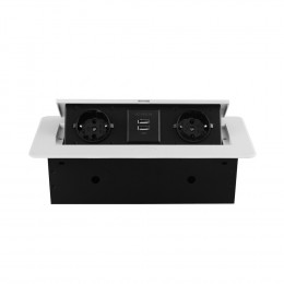 Розетка горизонтальная выдвижная 2 Euro 16A, 2 USB A с блоком 5В/2.1А RocketSocket, проводка, цвет белый