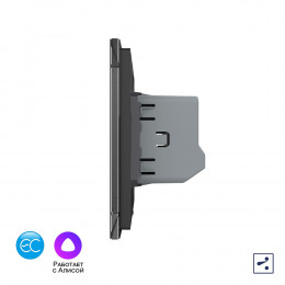 Двухклавишный проходной умный сенсорный выключатель Livolo EC, 1 пост, цвет черный VL-C702SZ2-12