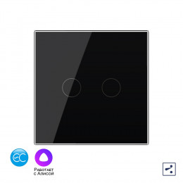 Двухклавишный проходной умный сенсорный выключатель Livolo EC, 1 пост, цвет черный VL-C702SZ2-12