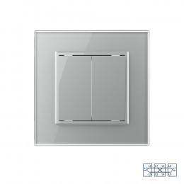 Двухклавишный перекрестный механический выключатель Livolo, 1 пост, цвет серый