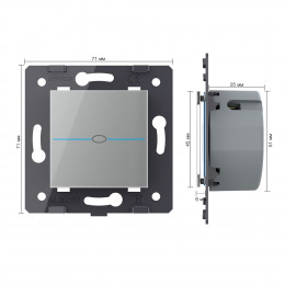 Выключатель LIVOLO Quadro 1 клавиша Серый (механизм)