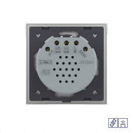 Сенсорный радиоуправляемый выключатель для жалюзи Livolo Quadro 2 клавиши 1 модуль Серый VL-Q702WR-15