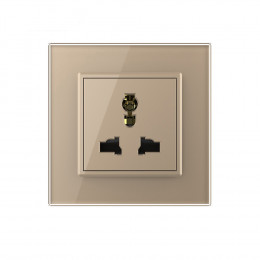 Розетка электрическая универсальная 16A Livolo, 1 пост, цвет золотой