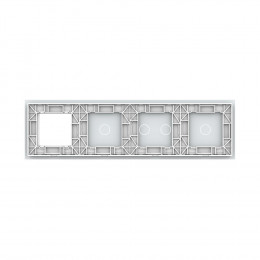 Панель для 3-х сенсорных выключателей и розетки Livolo, 4 клавиши (1+2+1), цвет белый, стекло